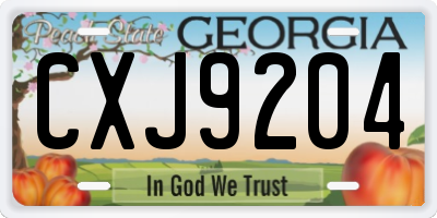GA license plate CXJ9204