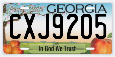 GA license plate CXJ9205