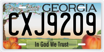 GA license plate CXJ9209