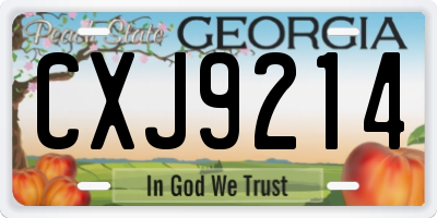 GA license plate CXJ9214