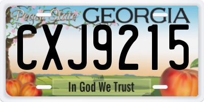 GA license plate CXJ9215