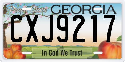 GA license plate CXJ9217