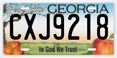 GA license plate CXJ9218