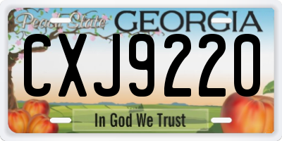 GA license plate CXJ9220