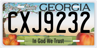 GA license plate CXJ9232