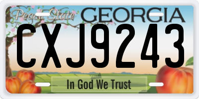 GA license plate CXJ9243