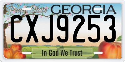 GA license plate CXJ9253