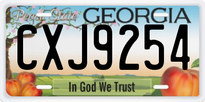 GA license plate CXJ9254