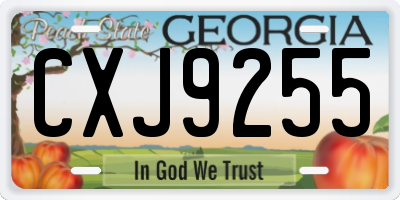 GA license plate CXJ9255