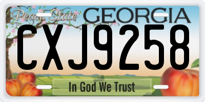 GA license plate CXJ9258