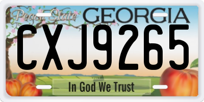 GA license plate CXJ9265