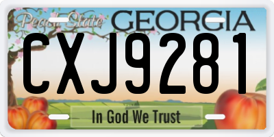 GA license plate CXJ9281