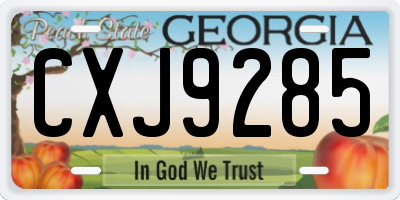 GA license plate CXJ9285