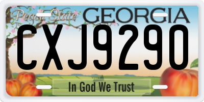 GA license plate CXJ9290