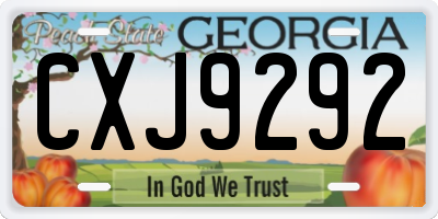 GA license plate CXJ9292