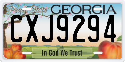 GA license plate CXJ9294