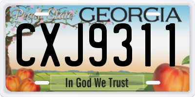 GA license plate CXJ9311