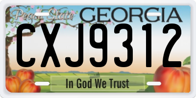 GA license plate CXJ9312