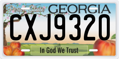 GA license plate CXJ9320