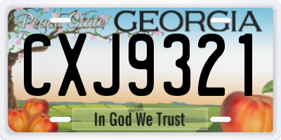 GA license plate CXJ9321