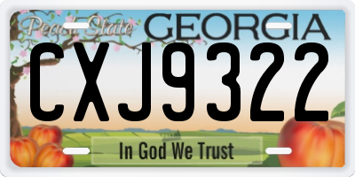 GA license plate CXJ9322