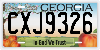 GA license plate CXJ9326