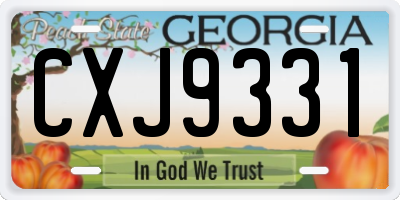 GA license plate CXJ9331