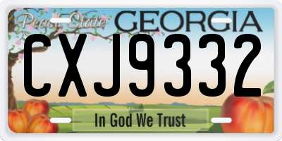 GA license plate CXJ9332