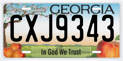 GA license plate CXJ9343