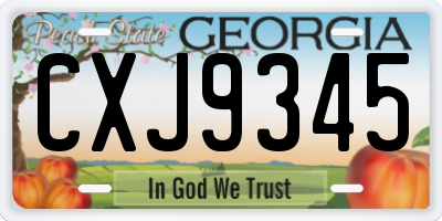 GA license plate CXJ9345