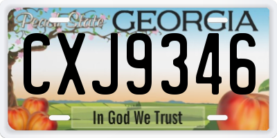 GA license plate CXJ9346