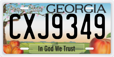 GA license plate CXJ9349