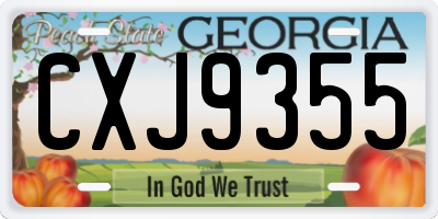 GA license plate CXJ9355