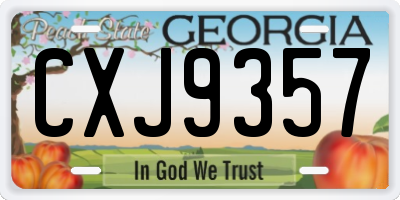 GA license plate CXJ9357
