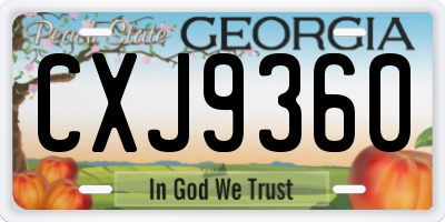 GA license plate CXJ9360