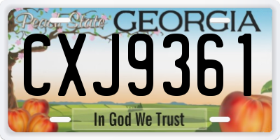GA license plate CXJ9361