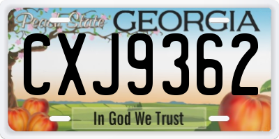GA license plate CXJ9362