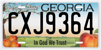GA license plate CXJ9364