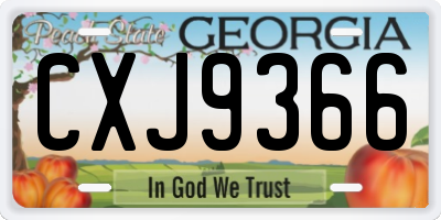 GA license plate CXJ9366