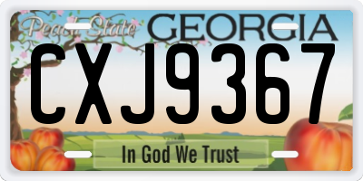 GA license plate CXJ9367