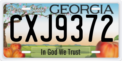 GA license plate CXJ9372