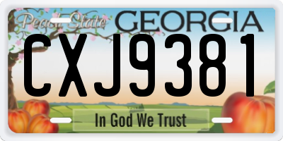 GA license plate CXJ9381