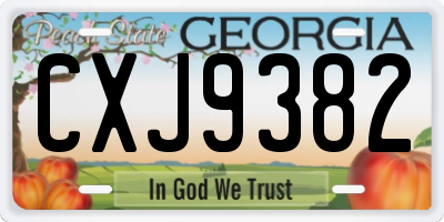 GA license plate CXJ9382