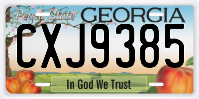 GA license plate CXJ9385