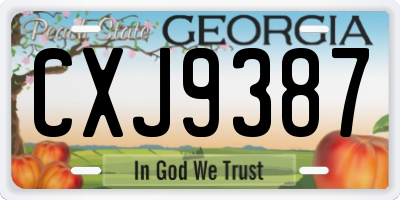 GA license plate CXJ9387