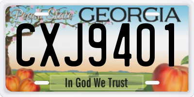 GA license plate CXJ9401