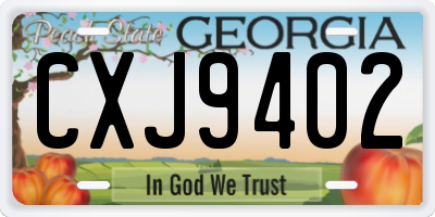 GA license plate CXJ9402