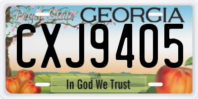 GA license plate CXJ9405