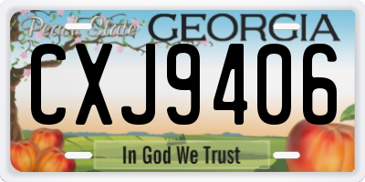 GA license plate CXJ9406