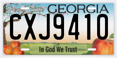GA license plate CXJ9410